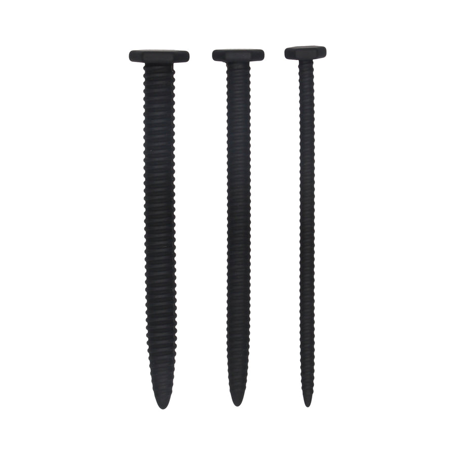 Silicone Screw Plug Set - Urethral Sounding - Black