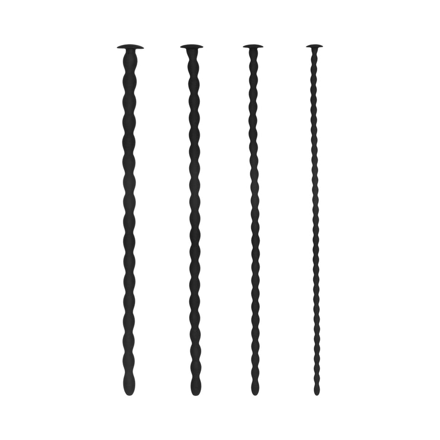 Shots Ouch Advanced Urethral Sounding Silicone Spiral Plug Set - Black