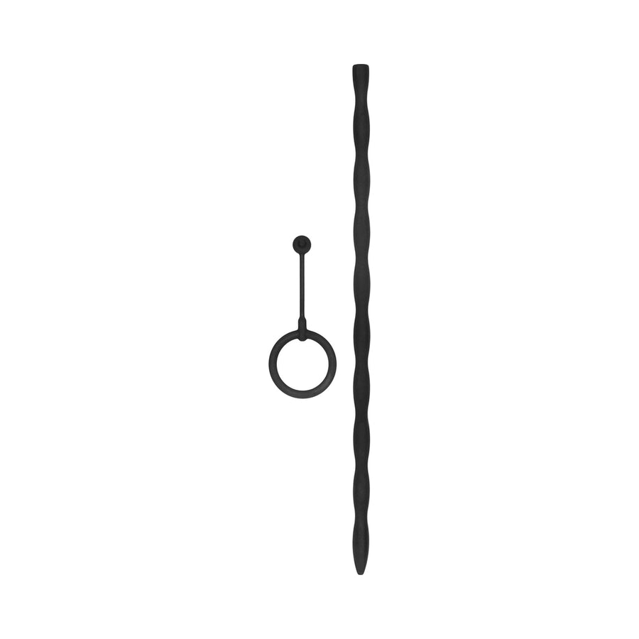 Silicone Plug &amp; Cock Ring Set - Urethral Sounding - Black