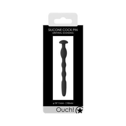 Ouch! Urethral Sounding - Silicone Cock Pin - Black - 11 Mm