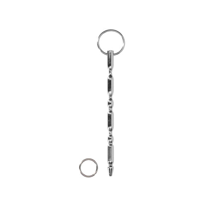 Ouch! Urethral Sounding - Metal Dilator With Ring - Ribbed - 9.5 Mm