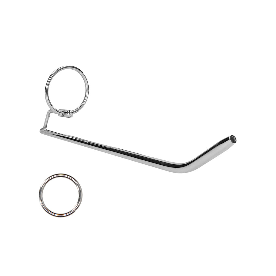 Ouch! Urethral Sounding - Curved Metal Dilator Stick With Ring - 8 Mm