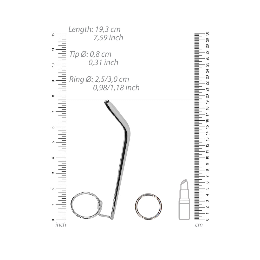 Ouch! Urethral Sounding - Curved Metal Dilator Stick With Ring - 8 Mm