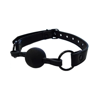 Rouge Leather Ball Gag Black With Black Accessories