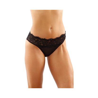 Ivy Lace Bikini Panty With Lattice Cut-Out Back Black S/M