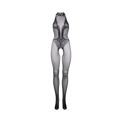 Shots Le Desir Fishnet &amp; Lace High-Neck Bodystocking Black O/S