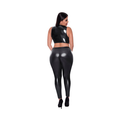 Magic Silk Liquid Onyx Open Vest &amp; Leggings Black Queen