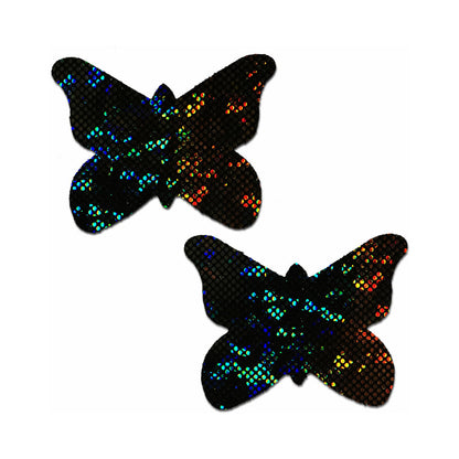 Pastease Butterfly: Shattered Glass Disco Ball Glitter Black Butterflies Nipple Pasties