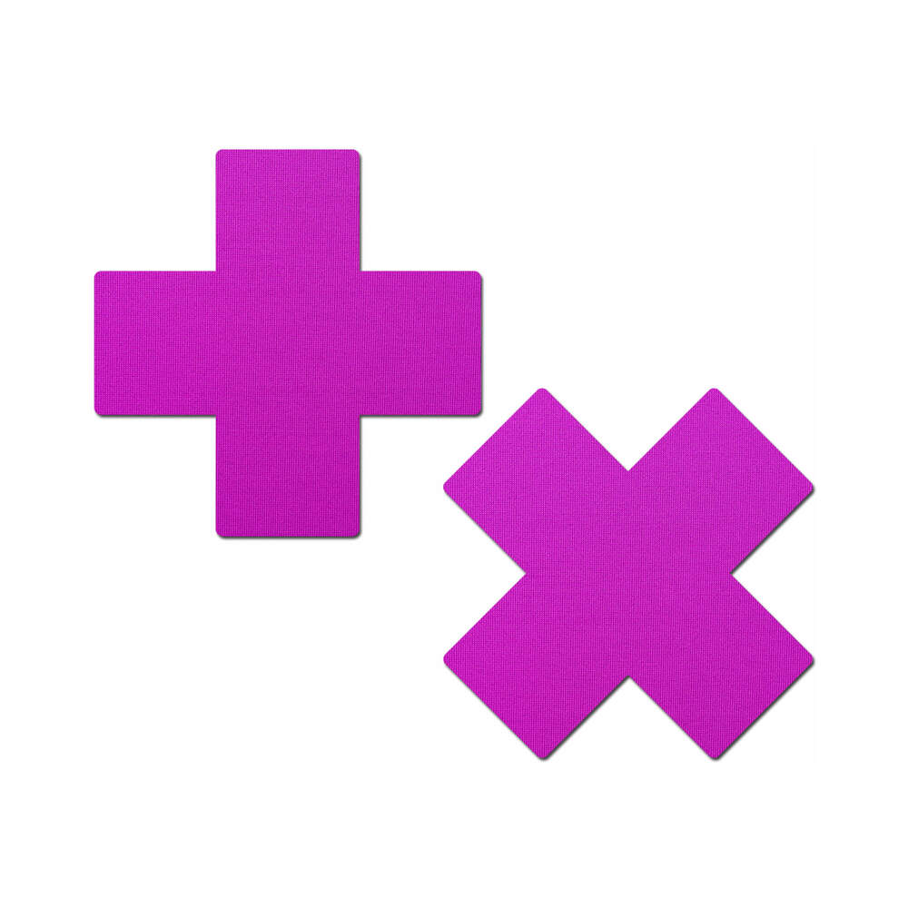 Pastease Plus X: Neon Purple Cross Nipple Pasties