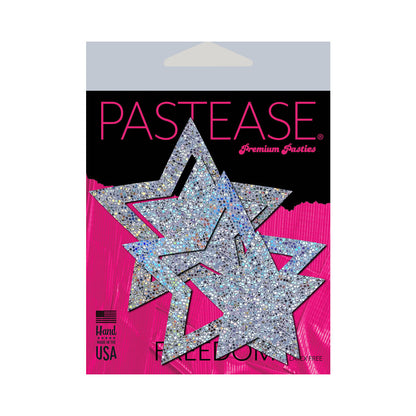 Pastease Glitter Peek A Boob Stars Silver Pasties