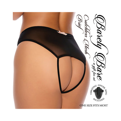 Barely B Crotchless Mesh Brief Blk Os