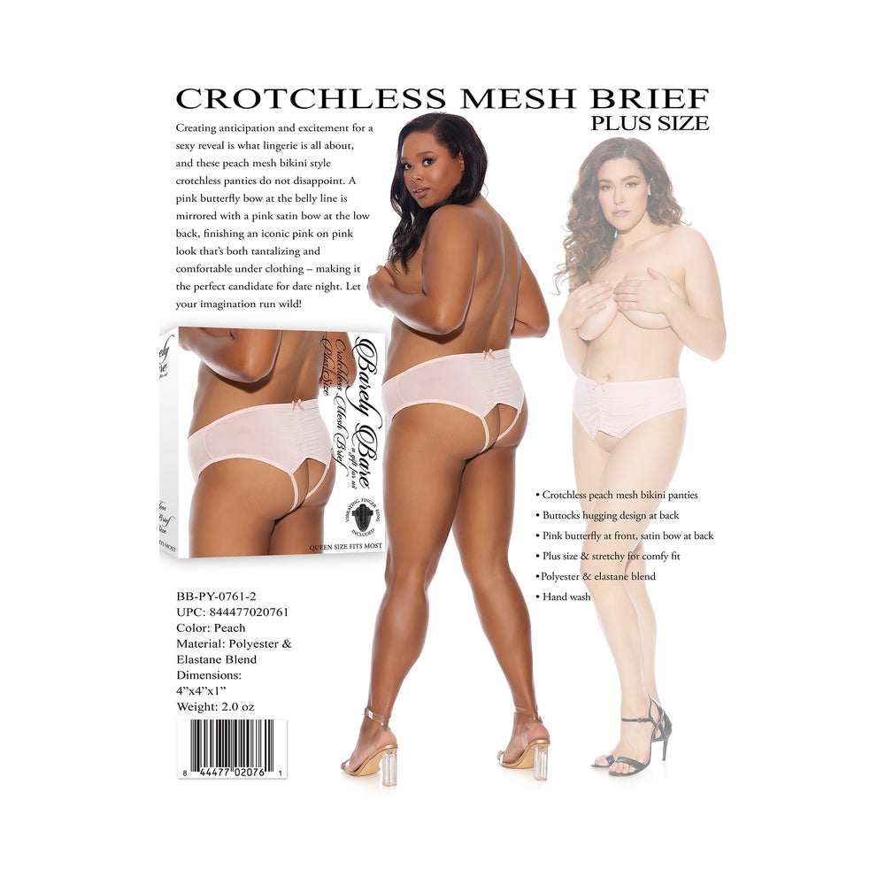 Barely B Crotchless Mesh Brief Ps Peach