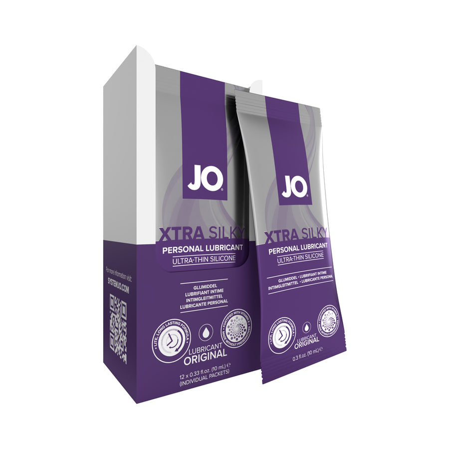 Jo Silicone Xtra Silky Lubricant Foils 12-piece Display 0.34 Oz.