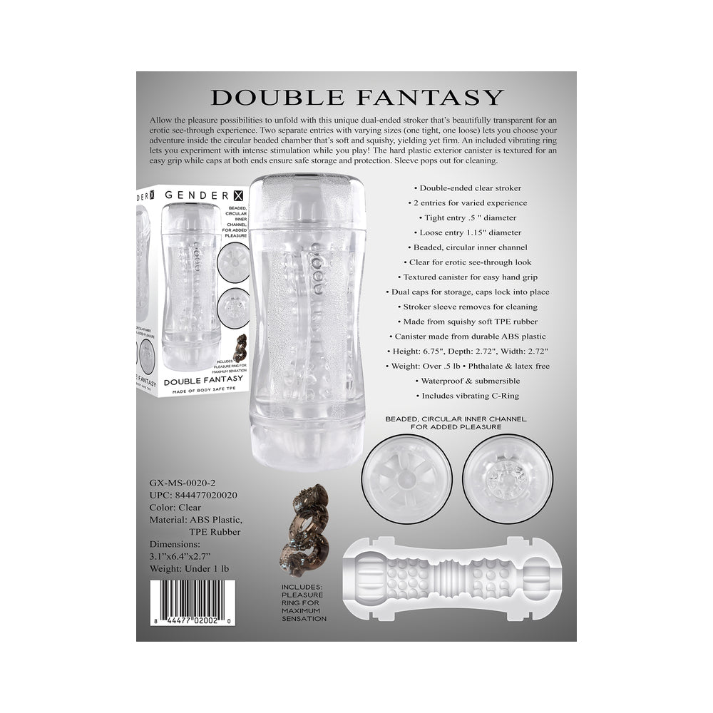 Gender X Double Fantasy Dual-entry Stroker Clear