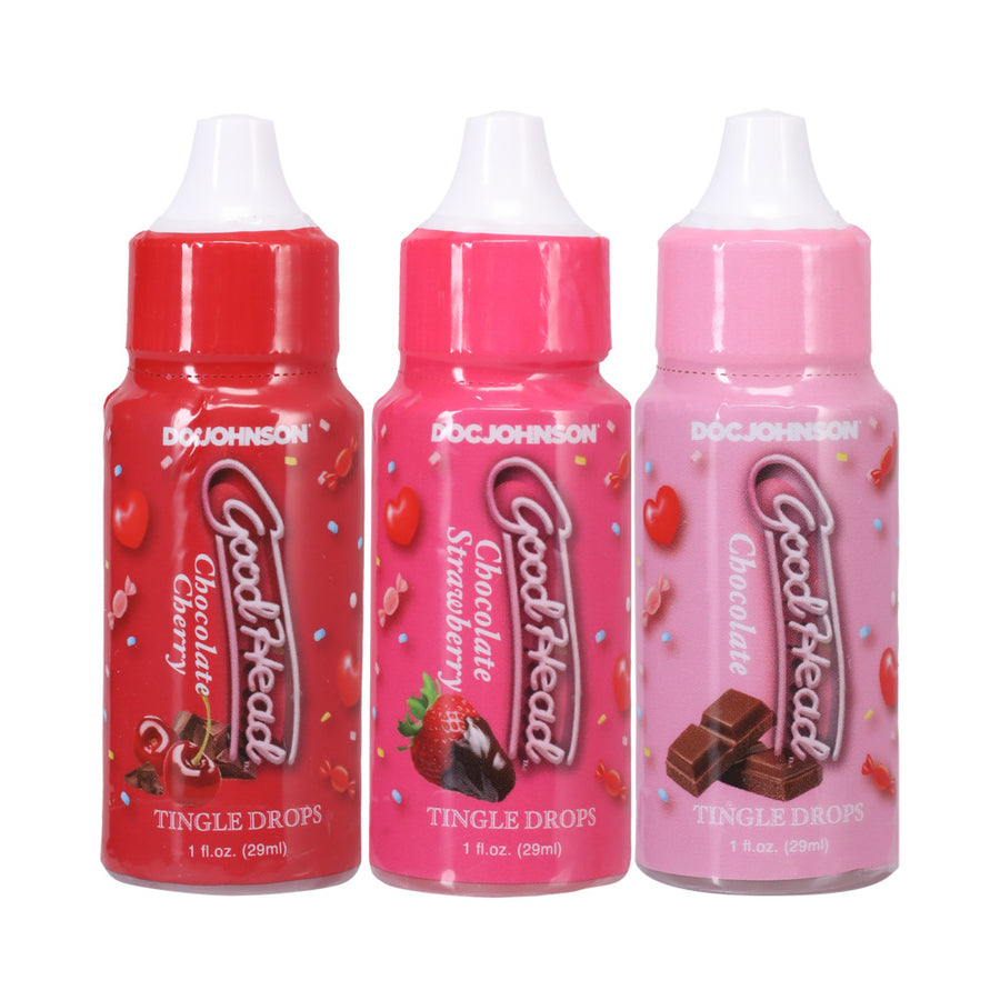Goodhead Tingle Drops Chocolate, Chocolate Cherry, Chocolate Strawberry 3-pack 1 Oz.