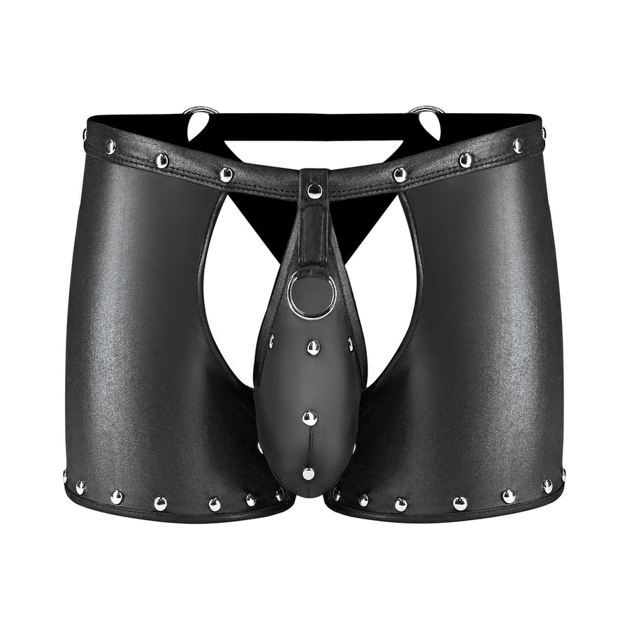 Fetish Poseidon Nylon Spandex Tear Off Cup Thong Short Black S/M