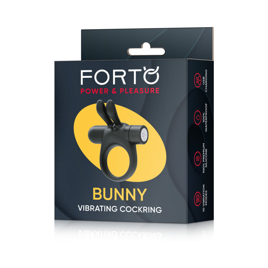 Forto Bunny Vibrating Cockring Black