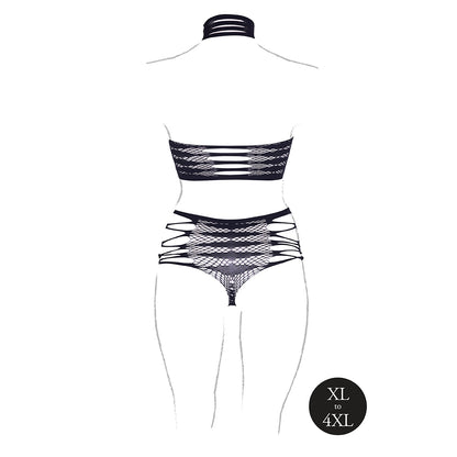 Shots Le Desir Shade Carpo Xlvi 2-Piece With Turtleneck, Crop Top &amp; Panty Black Queen Size