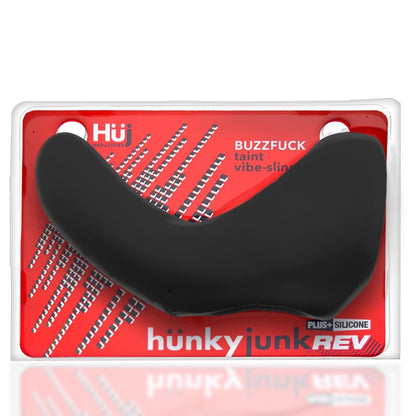 Hunkyjunk Buzzfuck Cock &amp; Ball Sling With Taint Vibrator Tar Ice