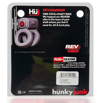 Hunkyjunk Revhammer Cock &amp; Shaft Ring With Bullet Vibrator Clear Ice