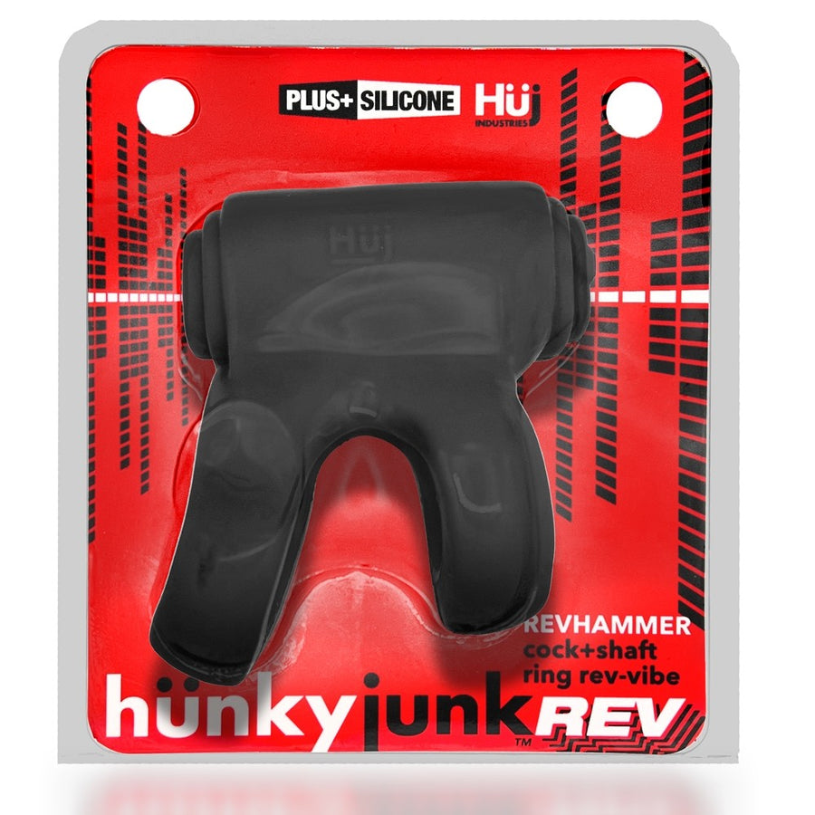 Hunkyjunk Revhammer Cock &amp; Shaft Ring With Bullet Vibrator Tar Ice