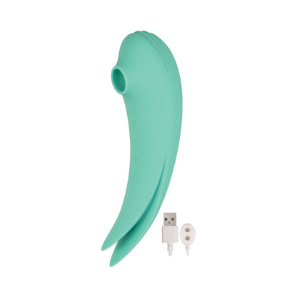 Nasstoys Mystique Suction Vibe Rechargeable Dual Ended Silicone Vibrator Aqua