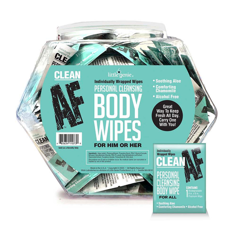 Clean Af Individually Wrapped Personal Cleaning Body Wipes 65-piece Fishbowl Display