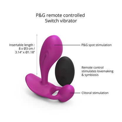Love To Love Witty Rechargeable Remote-controlled Silicone P &amp; G Vibrator Sweet Orchid