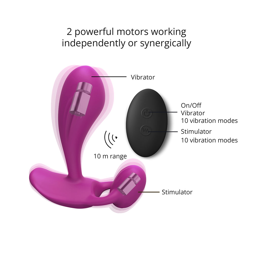 Love To Love Witty Rechargeable Remote-controlled Silicone P &amp; G Vibrator Sweet Orchid