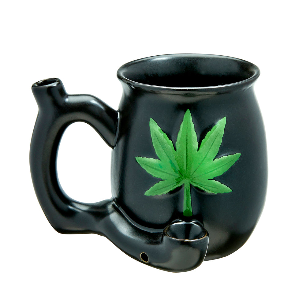 Fashioncraft Matte Black With Embossed Green Leaf Roast &amp; Toast Mug