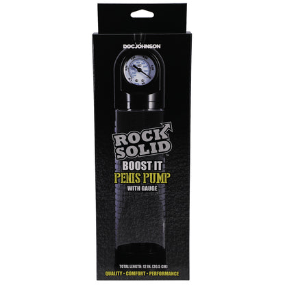 Rock Solid Boost It Penis Pump With Gauge Black/clear