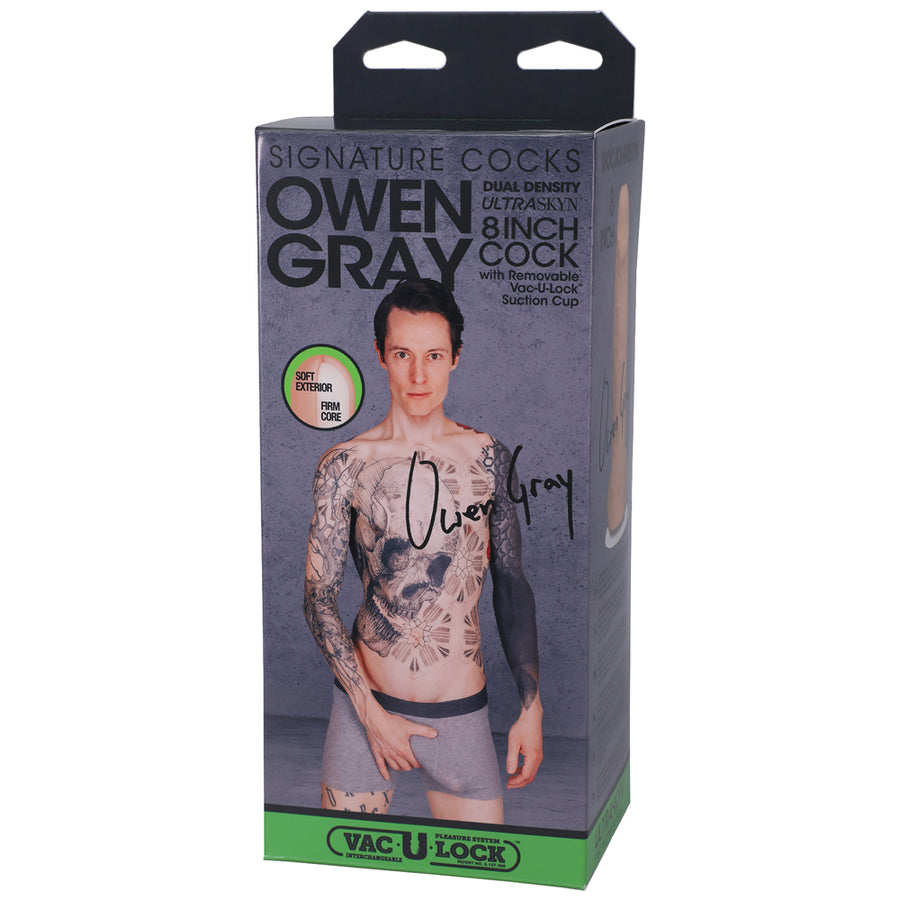 Signature Cocks Owen Gray Ultraskyn 8 In. Dual Density Dildo With Removable Vac-u-lock Suction Cup B