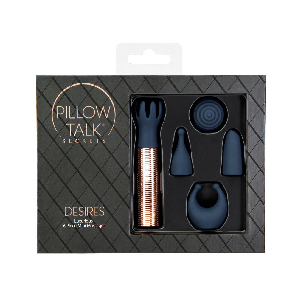 Pillow Talk Secrets Desires 6-piece Silicone Mini Massager Set Navy