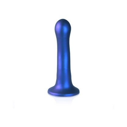 Shots Ouch! Ultra Soft Silicone 7 In. Curvy G-Spot Dildo Metallic Blue