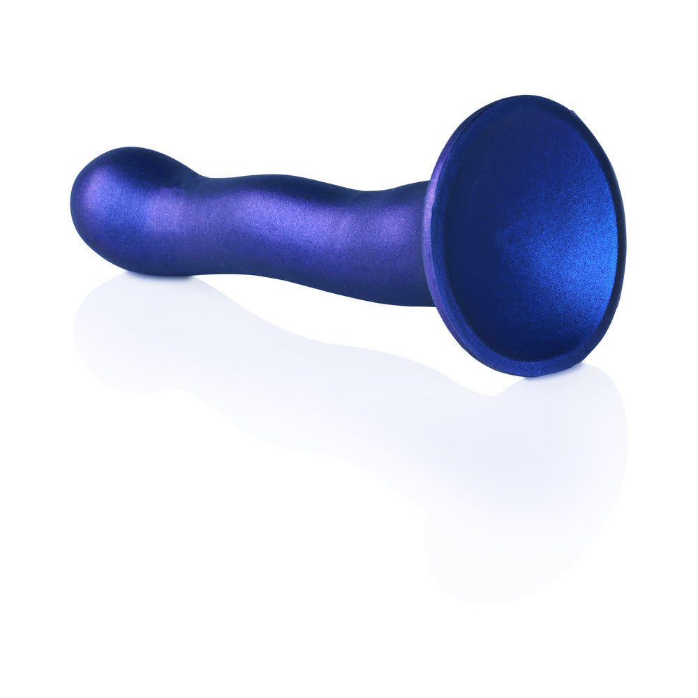 Shots Ouch! Ultra Soft Silicone 7 In. Curvy G-Spot Dildo Metallic Blue