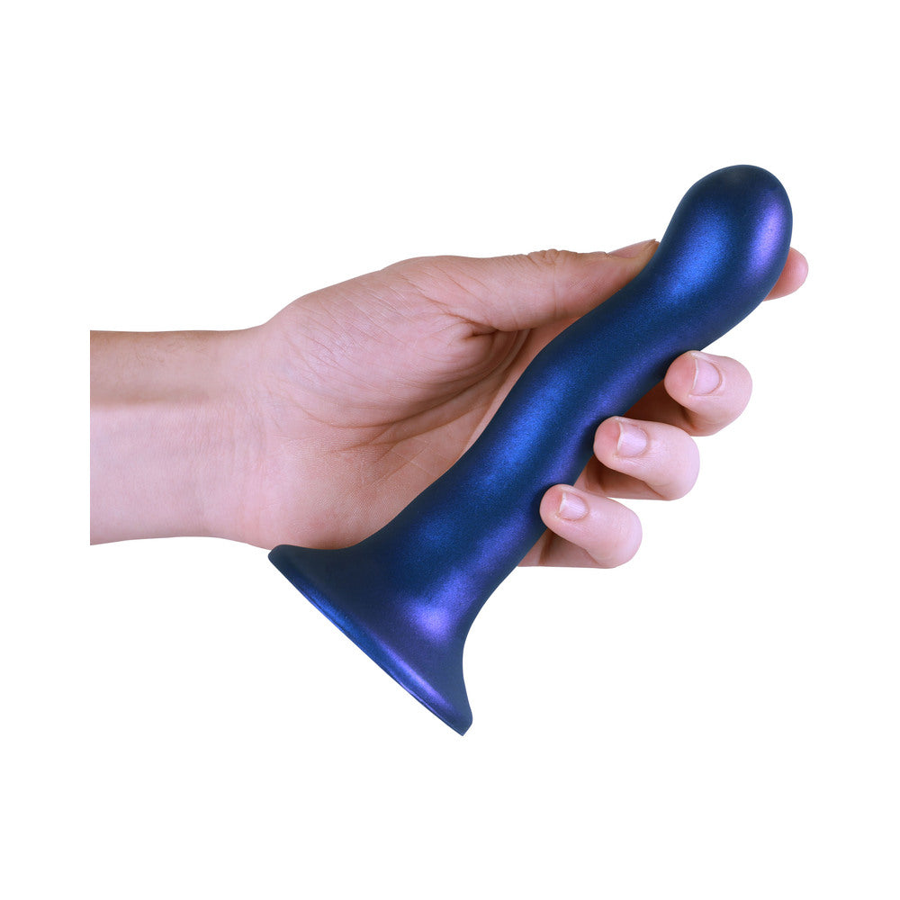 Shots Ouch! Ultra Soft Silicone 7 In. Curvy G-Spot Dildo Metallic Blue