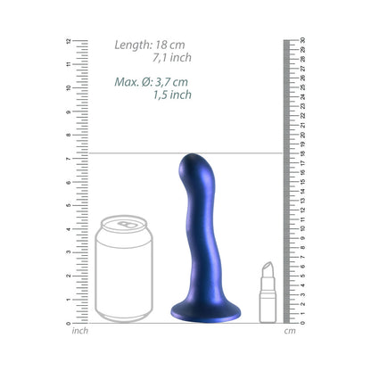 Shots Ouch! Ultra Soft Silicone 7 In. Curvy G-Spot Dildo Metallic Blue