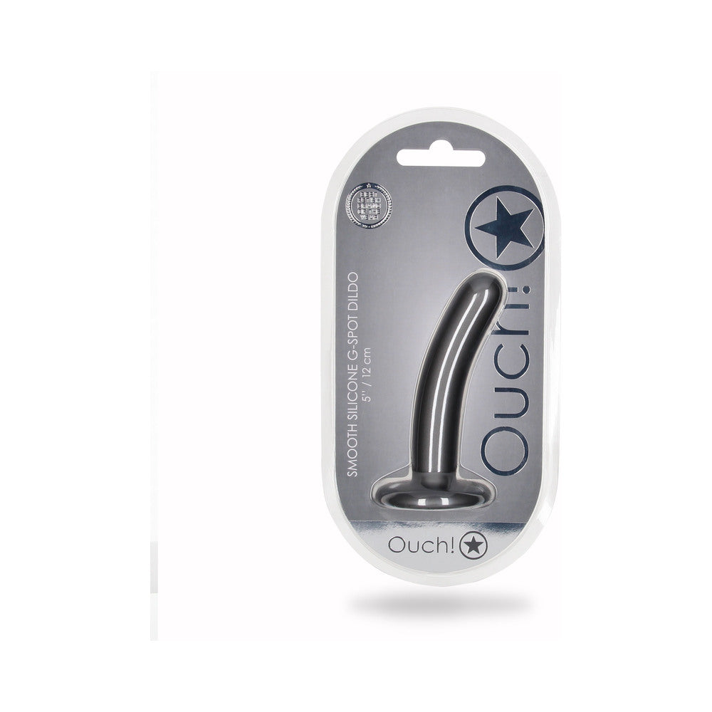 Shots Ouch! Smooth Silicone 5 In. G-Spot Dildo Gunmetal