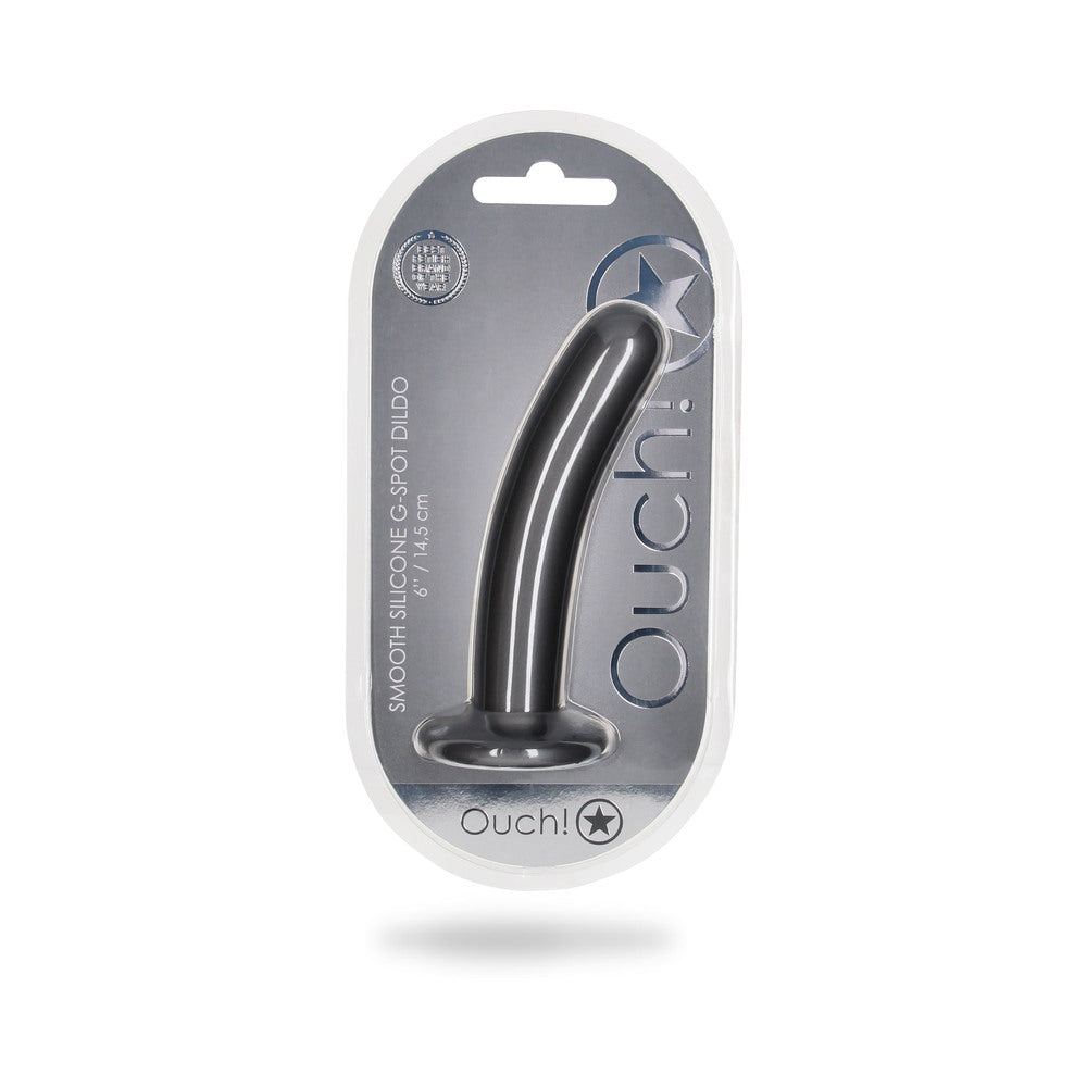 Shots Ouch! Smooth Silicone 6 In. G-Spot Dildo Gunmetal