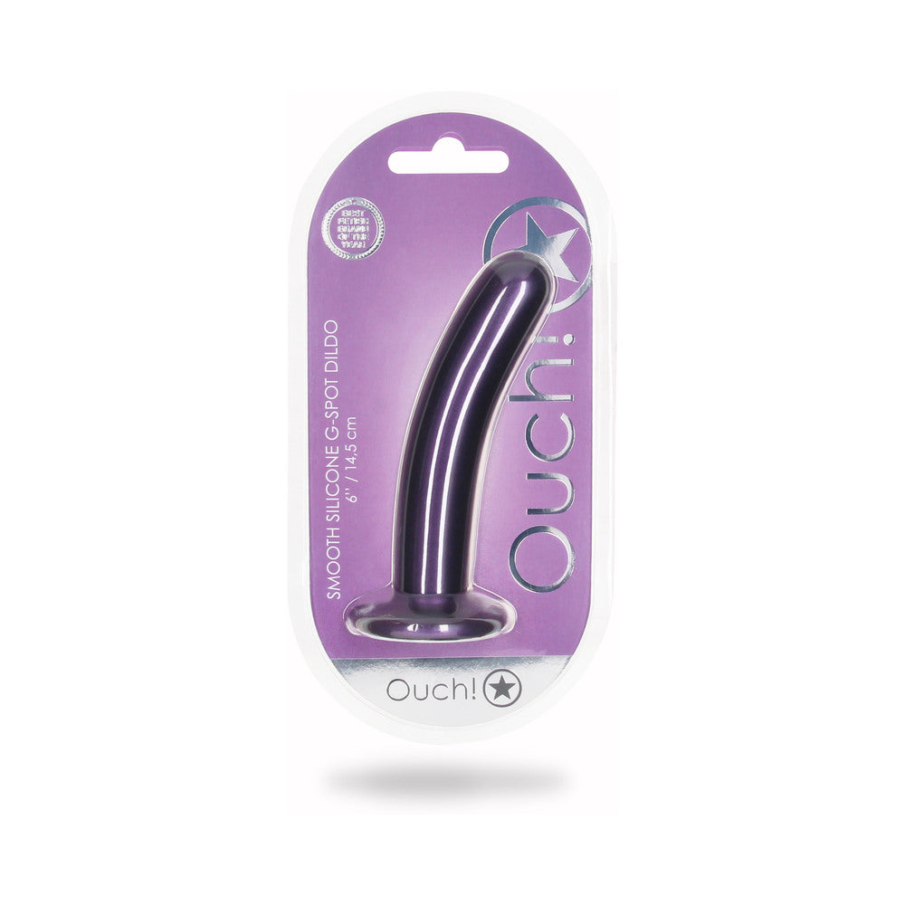 Shots Ouch! Smooth Silicone 6 In. G-Spot Dildo Metallic Purple