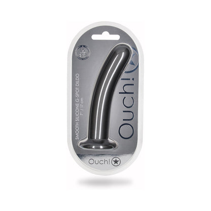 Shots Ouch! Smooth Silicone 7 In. G-spot Dildo Gunmetal