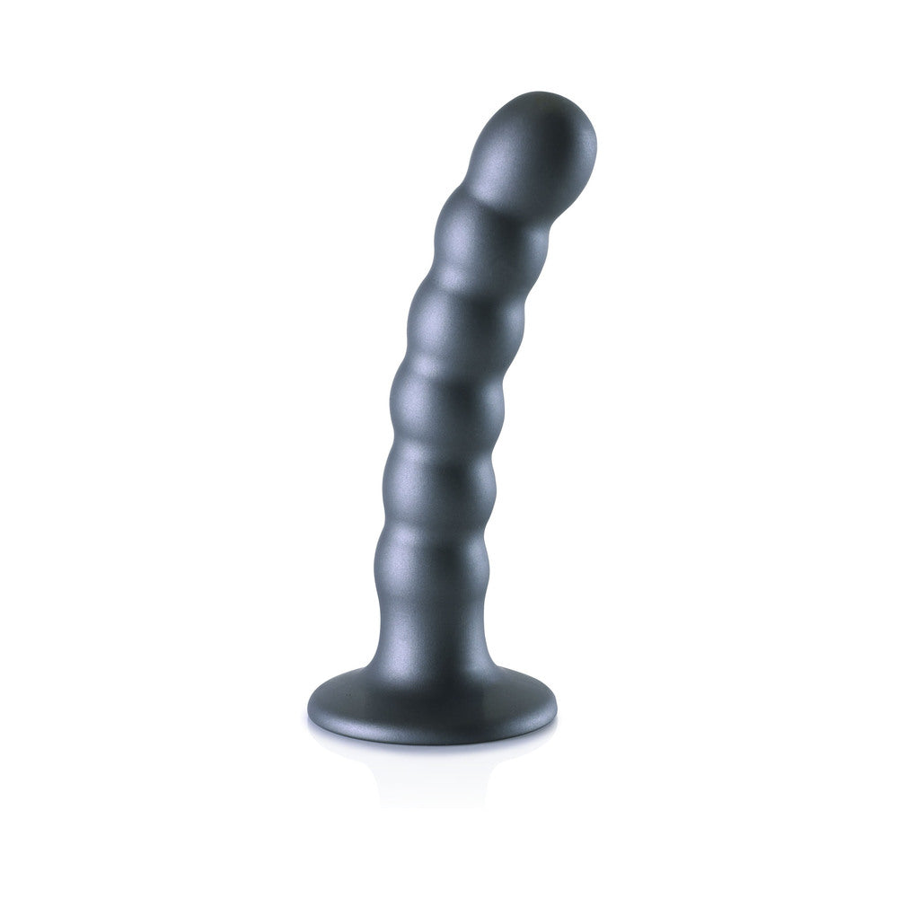 Shots Ouch! Beaded Silicone 5 In. G-Spot Dildo Gunmetal