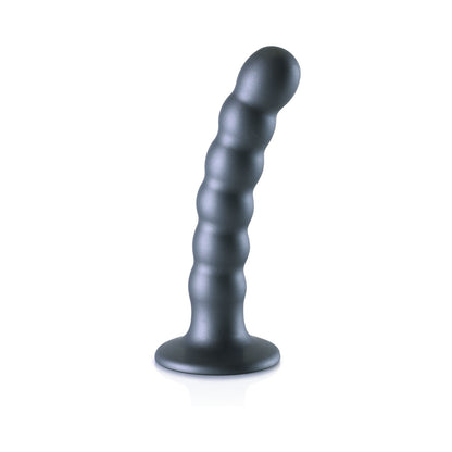 Shots Ouch! Beaded Silicone 5 In. G-Spot Dildo Gunmetal