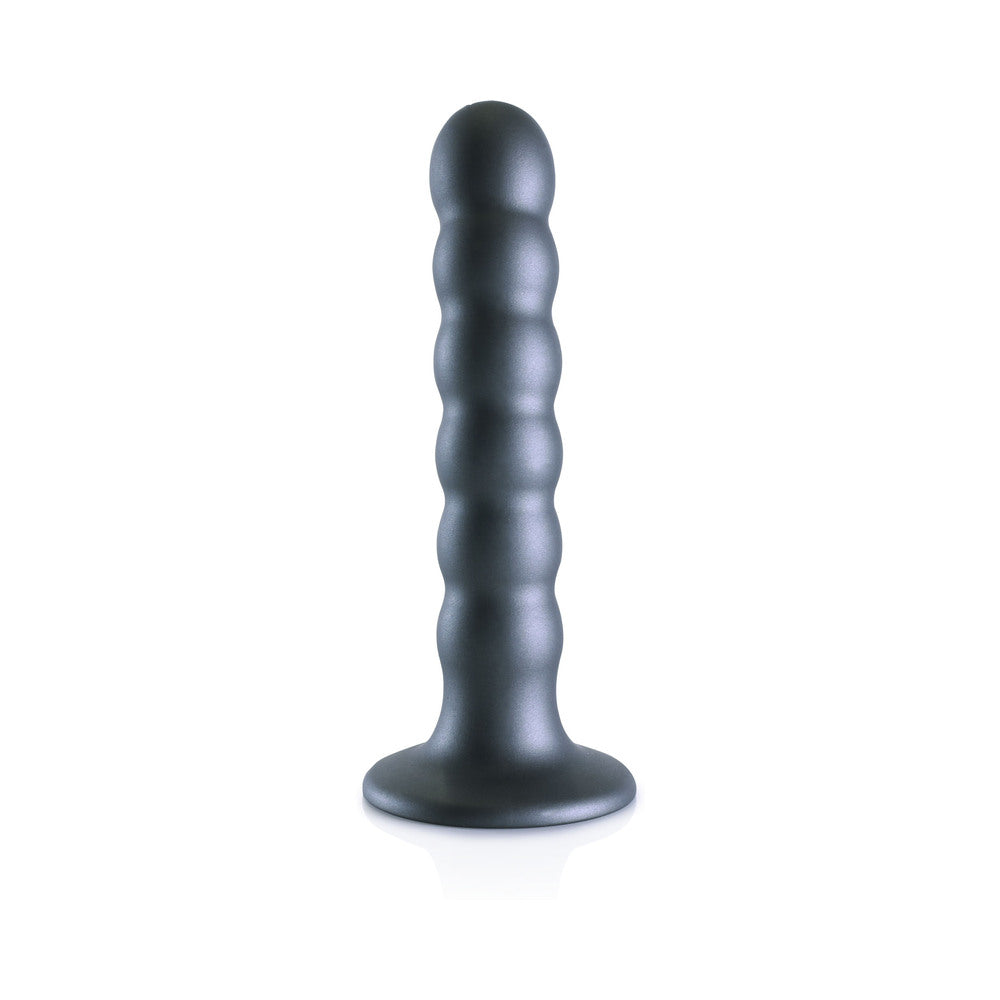 Shots Ouch! Beaded Silicone 5 In. G-Spot Dildo Gunmetal