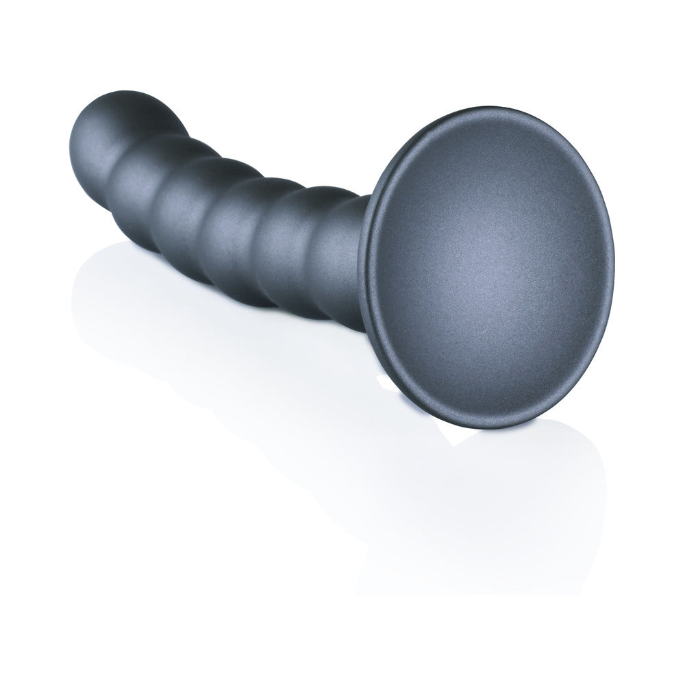 Shots Ouch! Beaded Silicone 5 In. G-Spot Dildo Gunmetal
