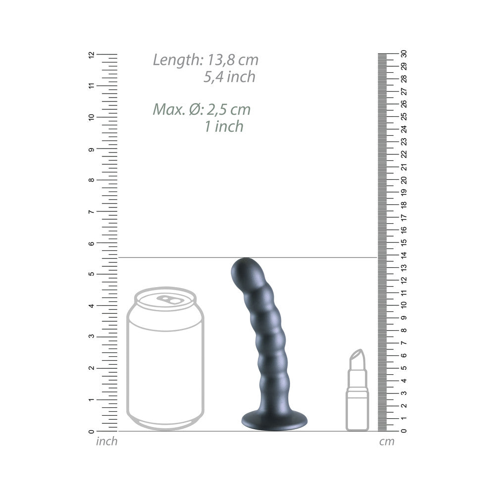 Shots Ouch! Beaded Silicone 5 In. G-Spot Dildo Gunmetal