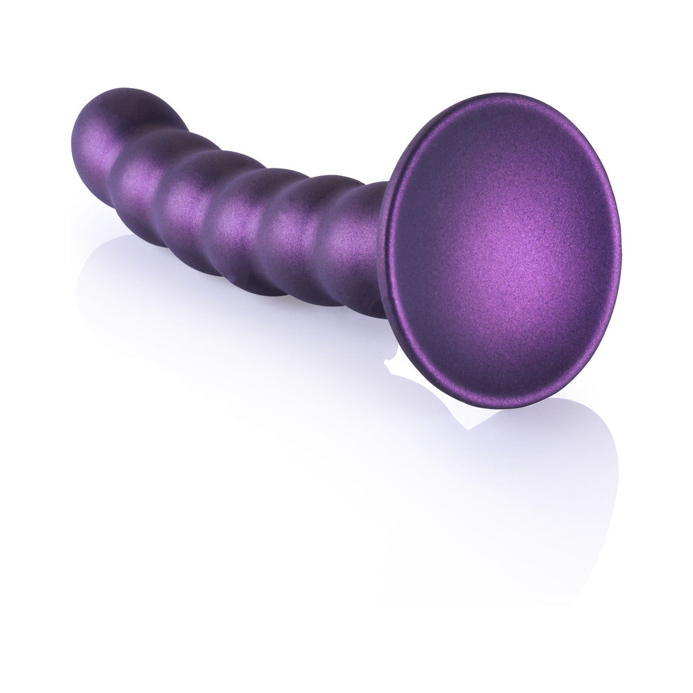 Shots Ouch! Beaded Silicone 5 In. G-Spot Dildo Metallic Purple