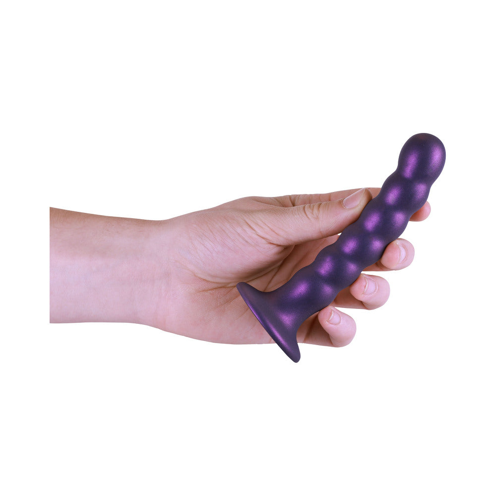 Shots Ouch! Beaded Silicone 5 In. G-Spot Dildo Metallic Purple