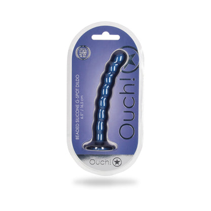Shots Ouch! Beaded Silicone 6.5 In. G-Spot Dildo Metallic Blue