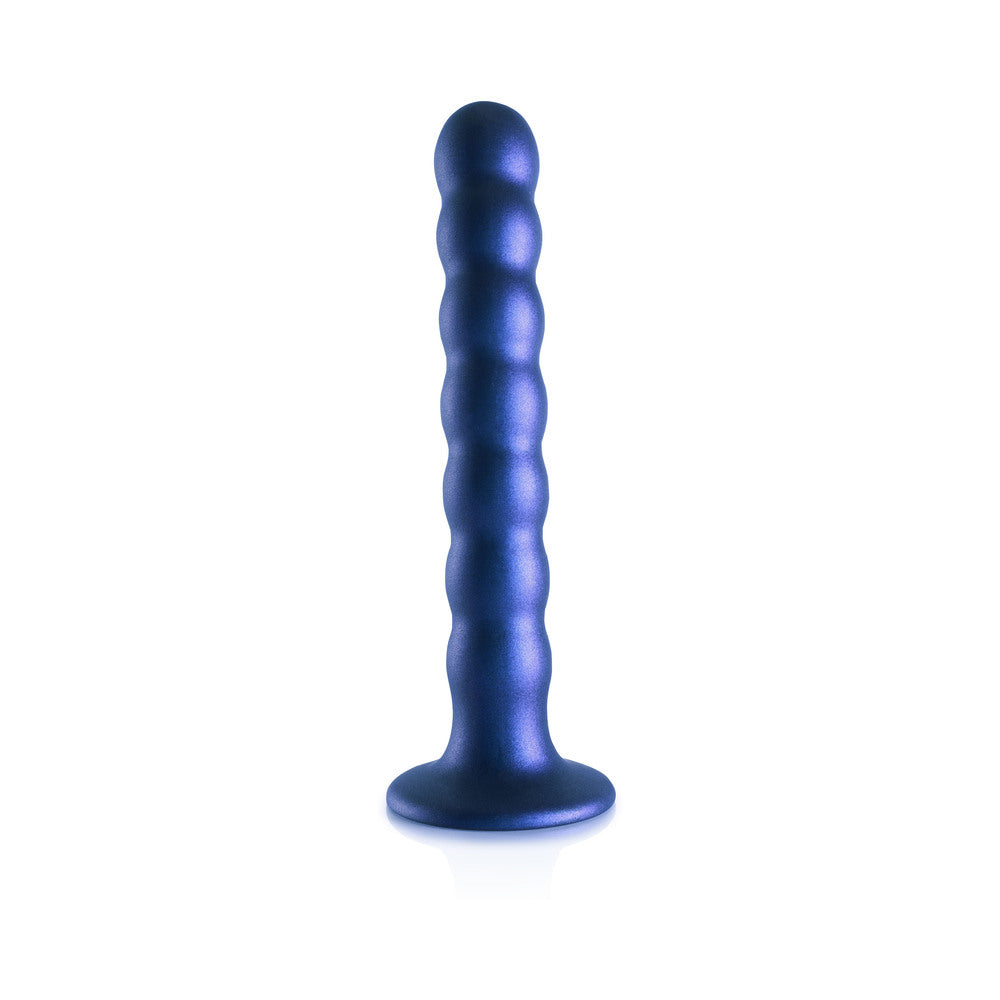 Shots Ouch! Beaded Silicone 6.5 In. G-Spot Dildo Metallic Blue